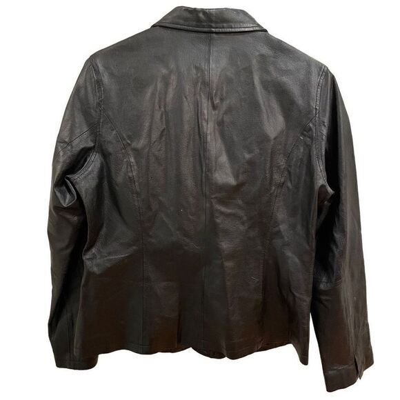 Chadwicks Jacket Womens 12 Black Leather Rocker Motorcycle Classic Button Front - Picture 2 of 8